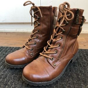 Chestnut Brown Combat Boots